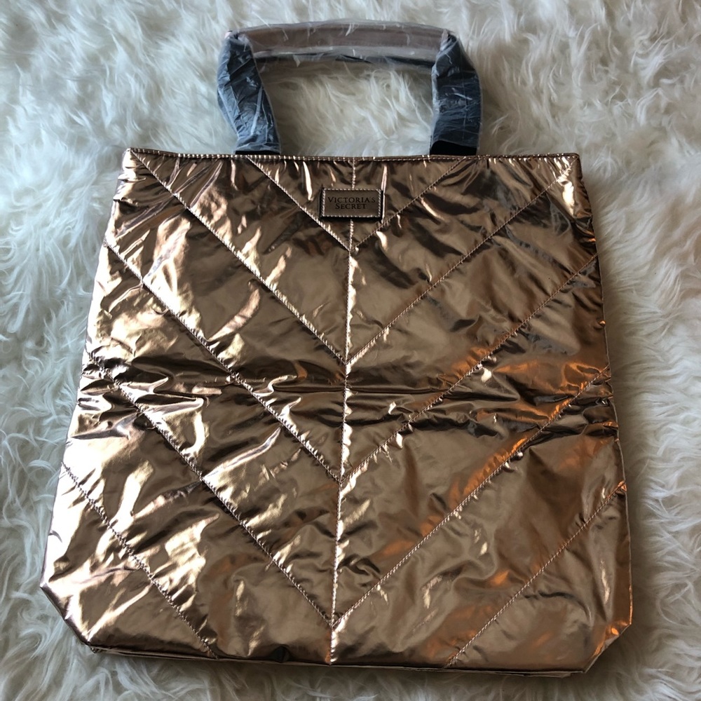 Victoria’s Secret Metallic Rose Gold Tote Bag